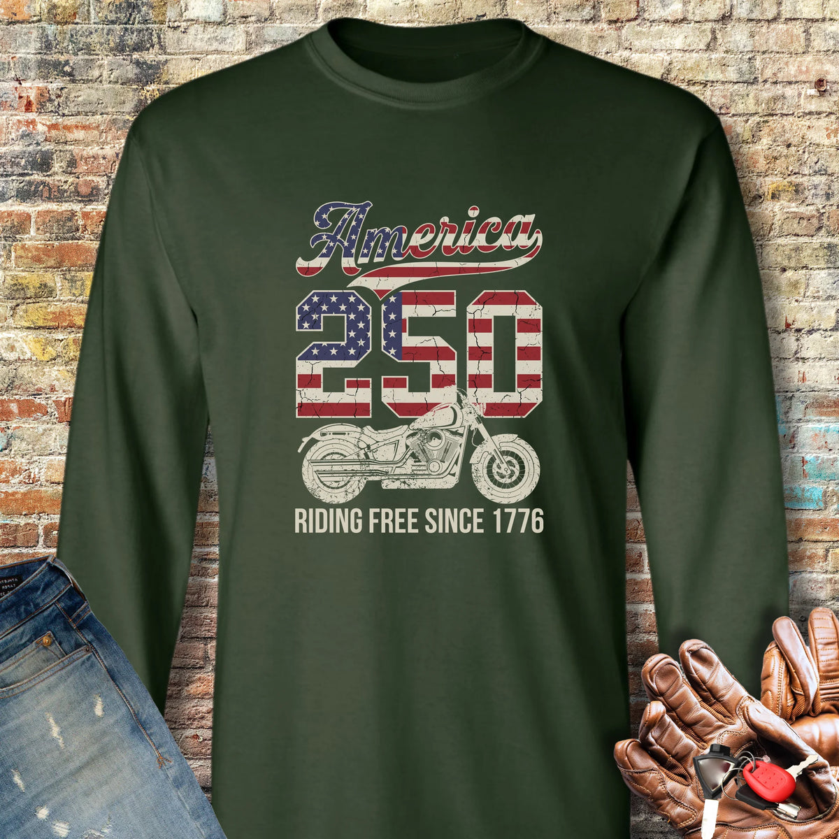 America Since 1776 Long Sleeve T-Shirt - Forest Green