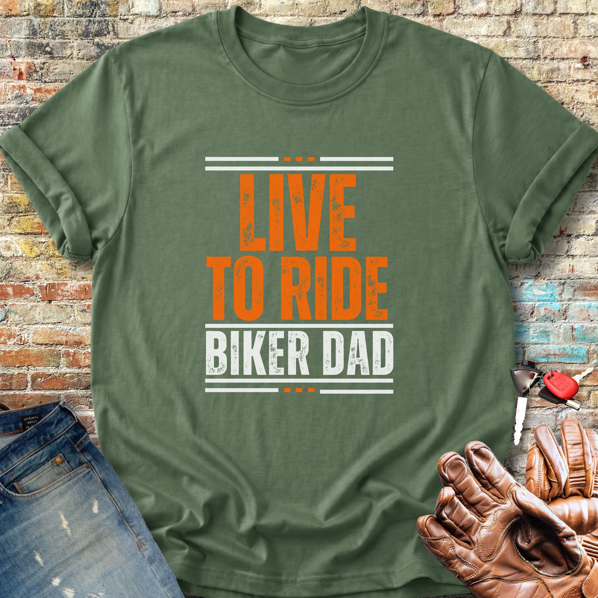 Biker Dad Classic T-Shirt - Military Green