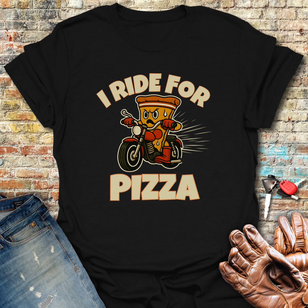 I Ride For Pizza T-Shirt - Black