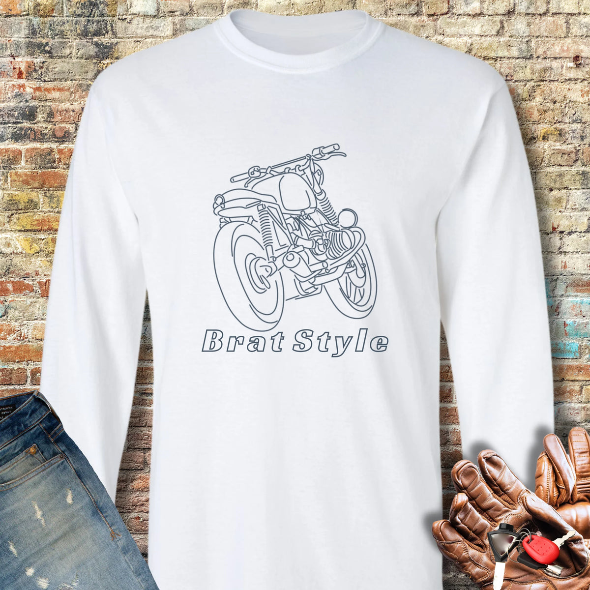 Brat Style Line Long Sleeve T-Shirt - White