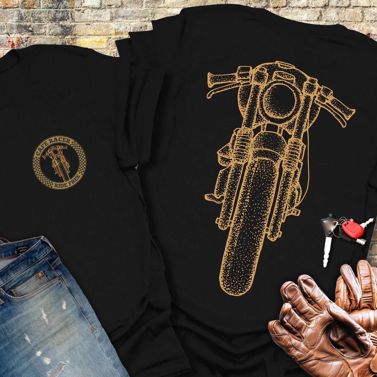 Café Racer Front (Back Print) T-Shirt