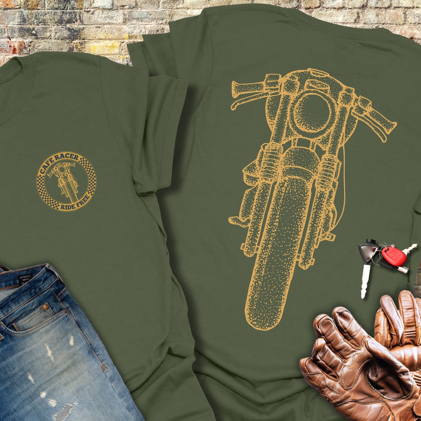 Café Racer Front (Back Print) T-Shirt