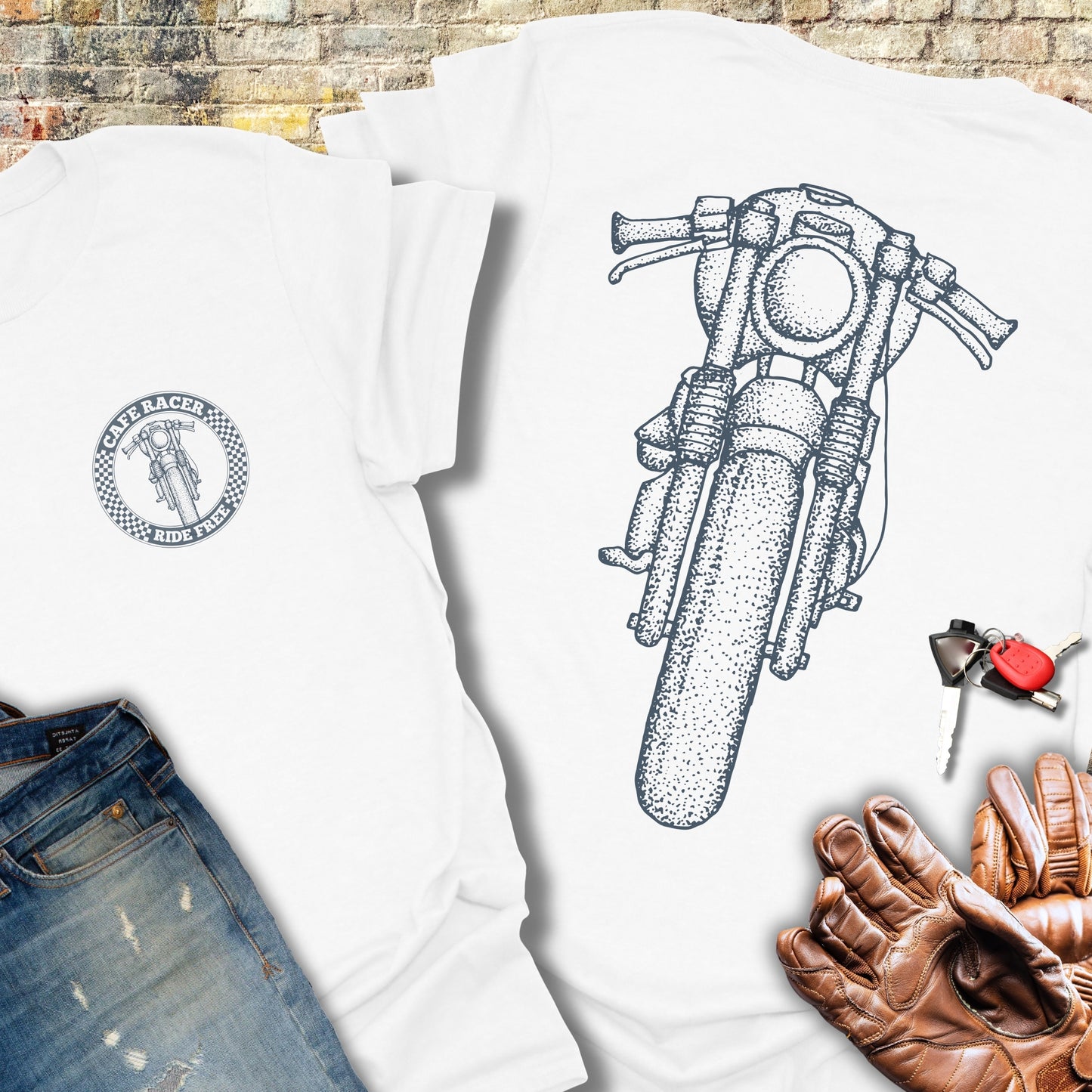 Café Racer Front (Back Print) T-Shirt