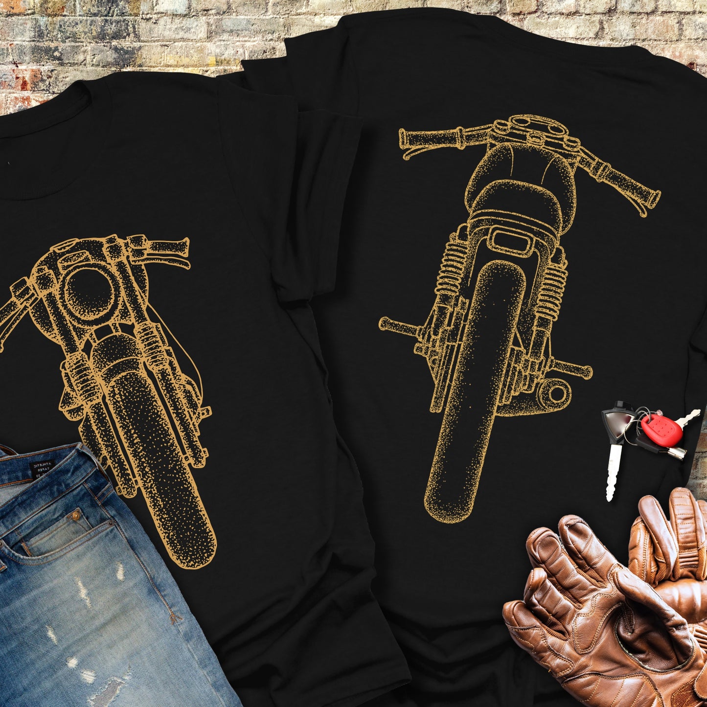 Café Racer Front & Rear (Back Print) T-Shirt