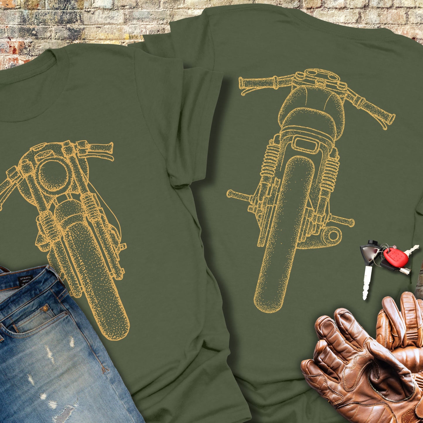 Café Racer Front & Rear (Back Print) T-Shirt