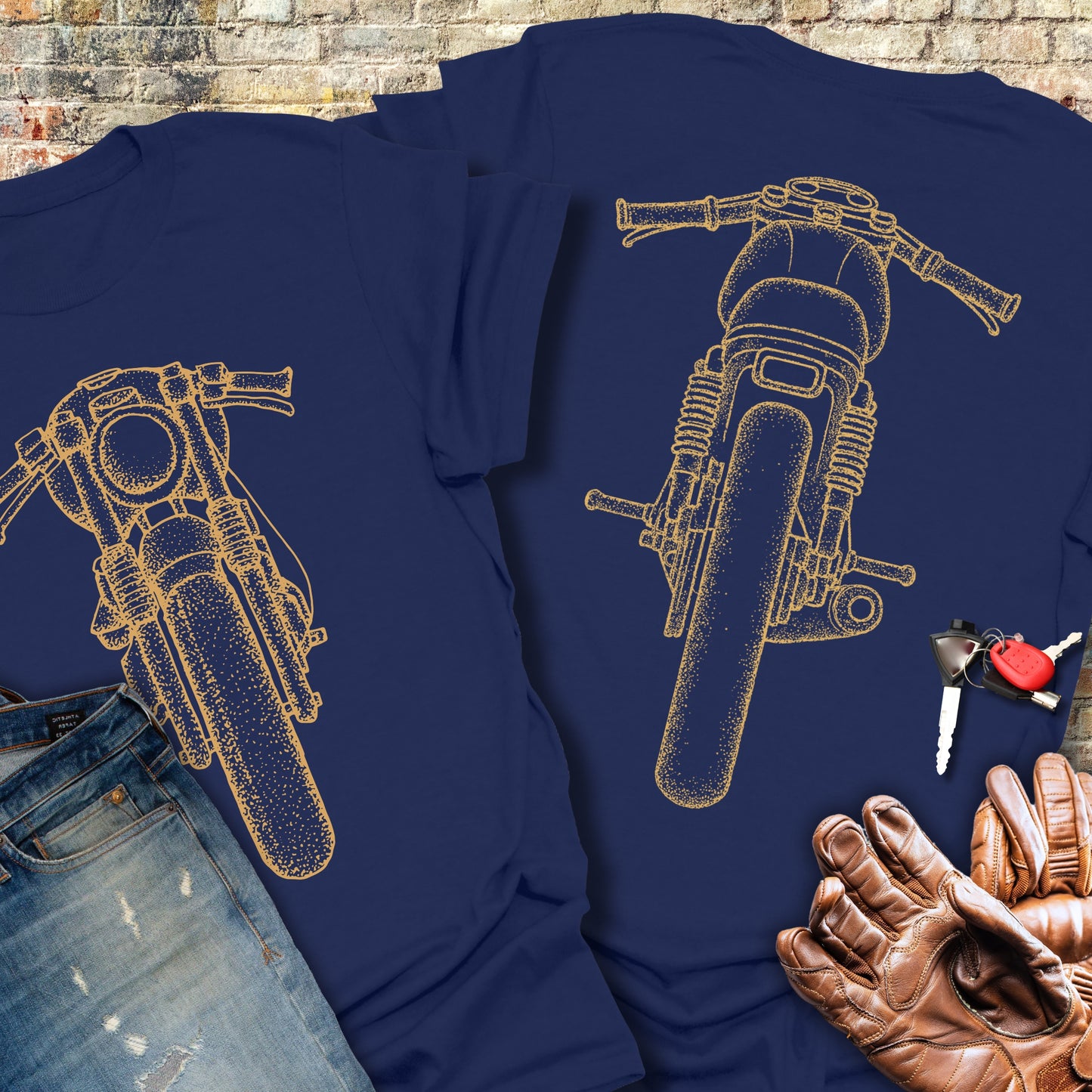 Café Racer Front & Rear (Back Print) T-Shirt