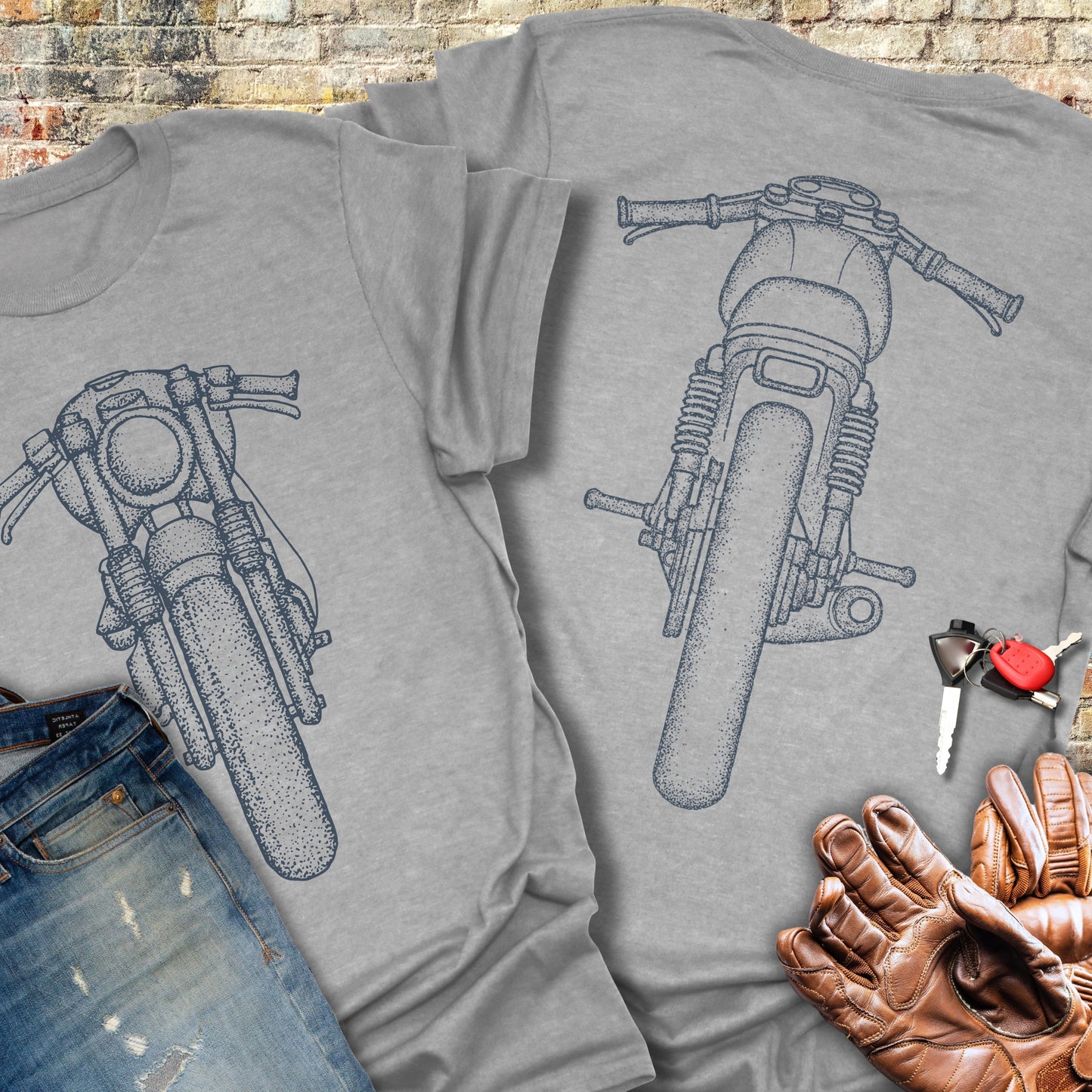 Café Racer Front & Rear (Back Print) T-Shirt