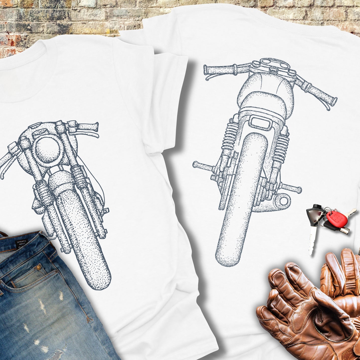 Café Racer Front & Rear (Back Print) T-Shirt