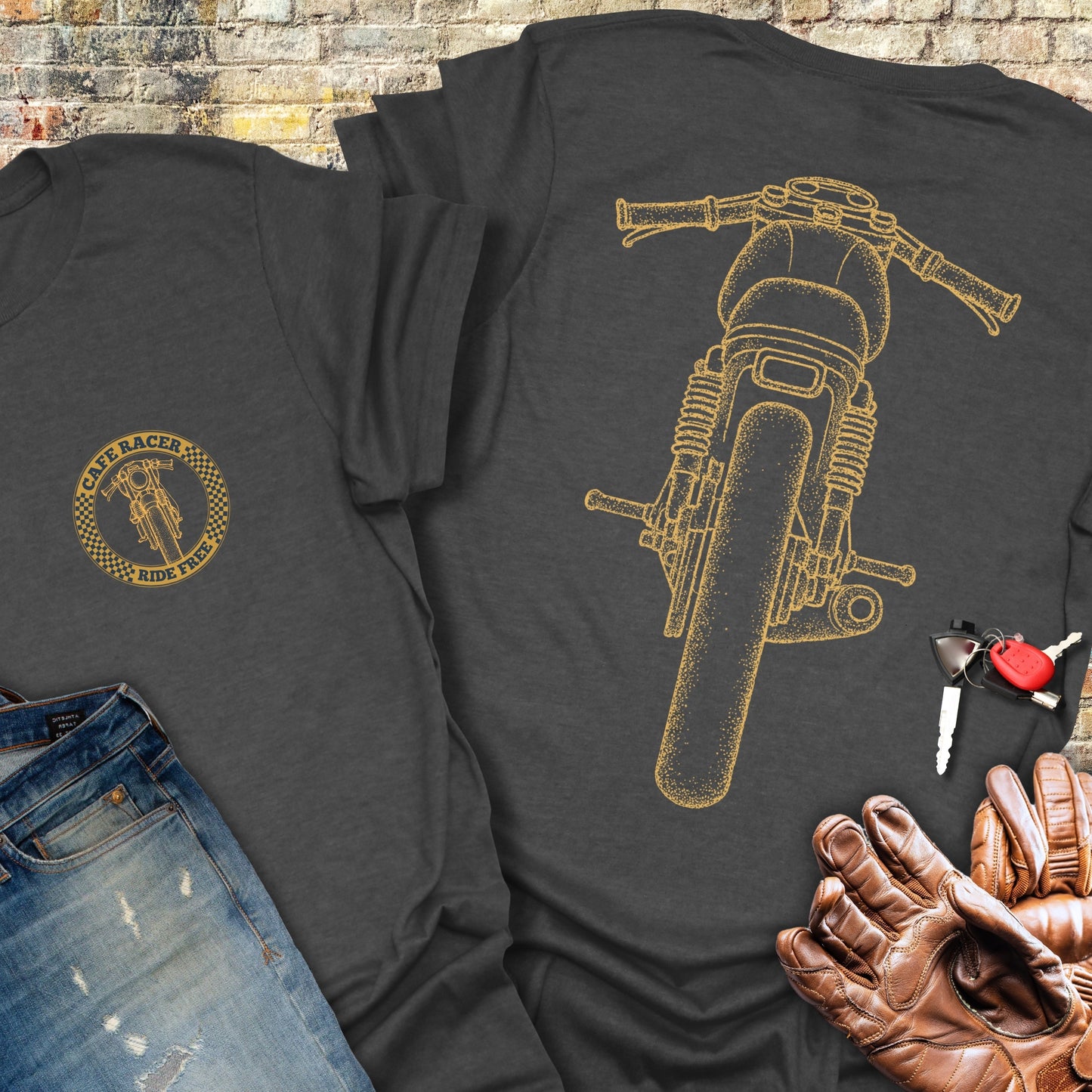 Café Racer Rear (Back Print) T-Shirt
