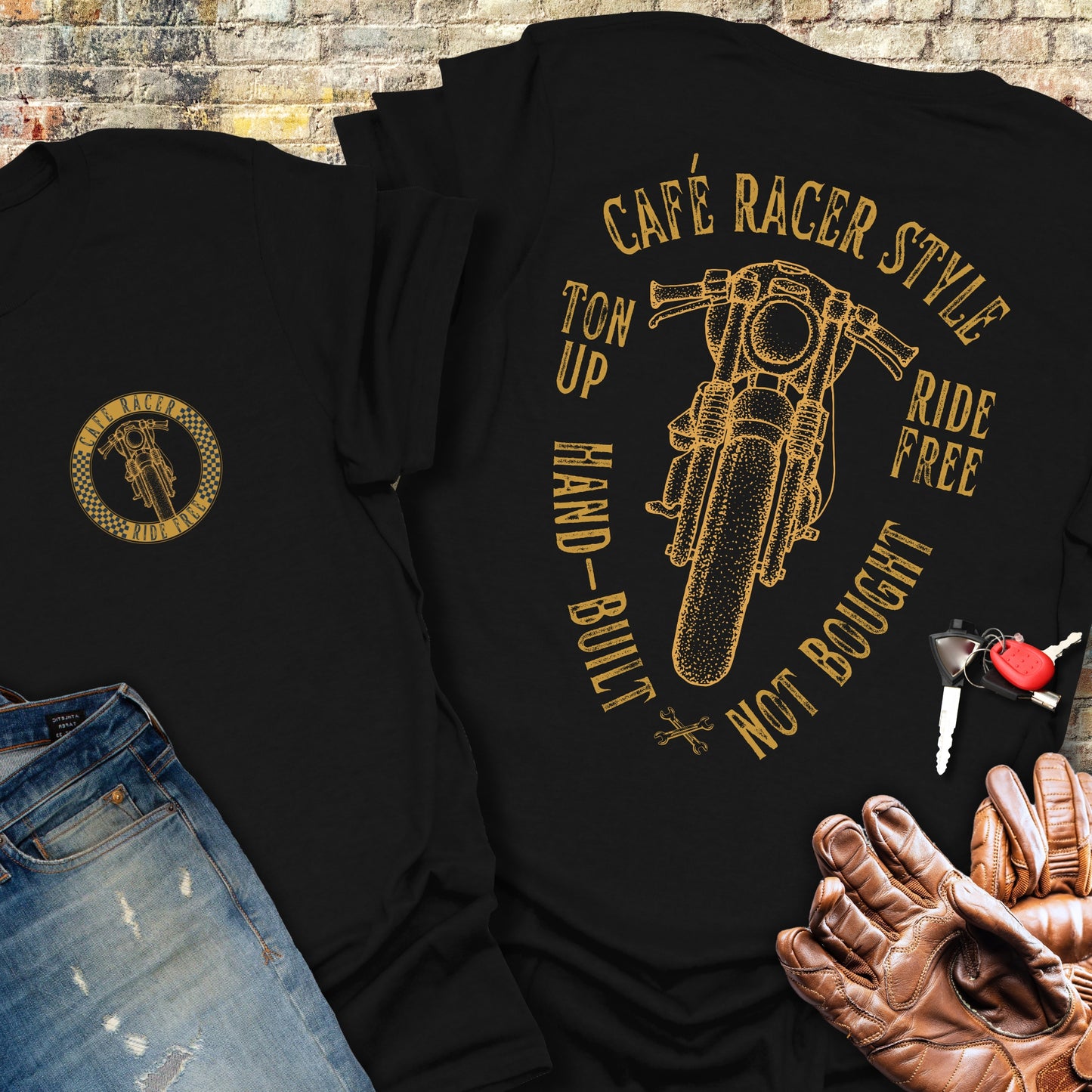 Café Racer Style (Back Print) T-Shirt