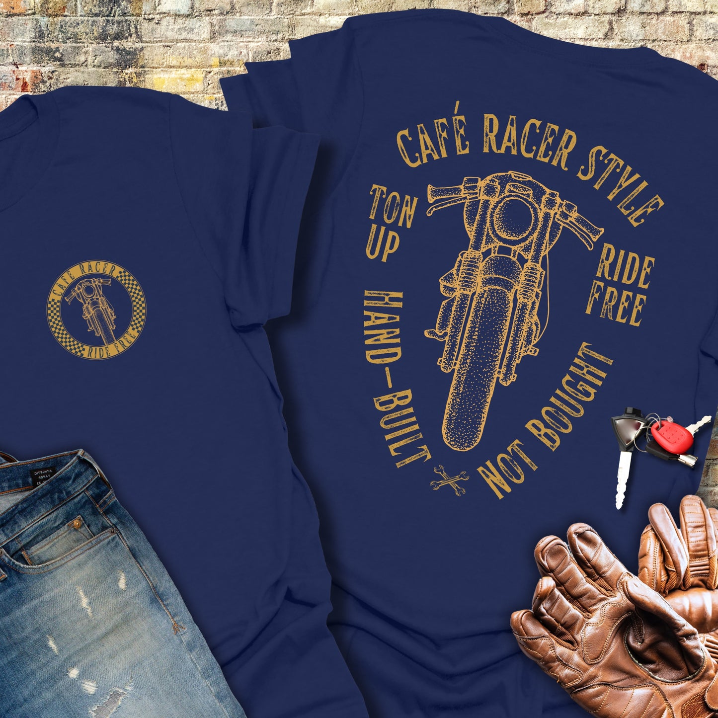 Café Racer Style (Back Print) T-Shirt