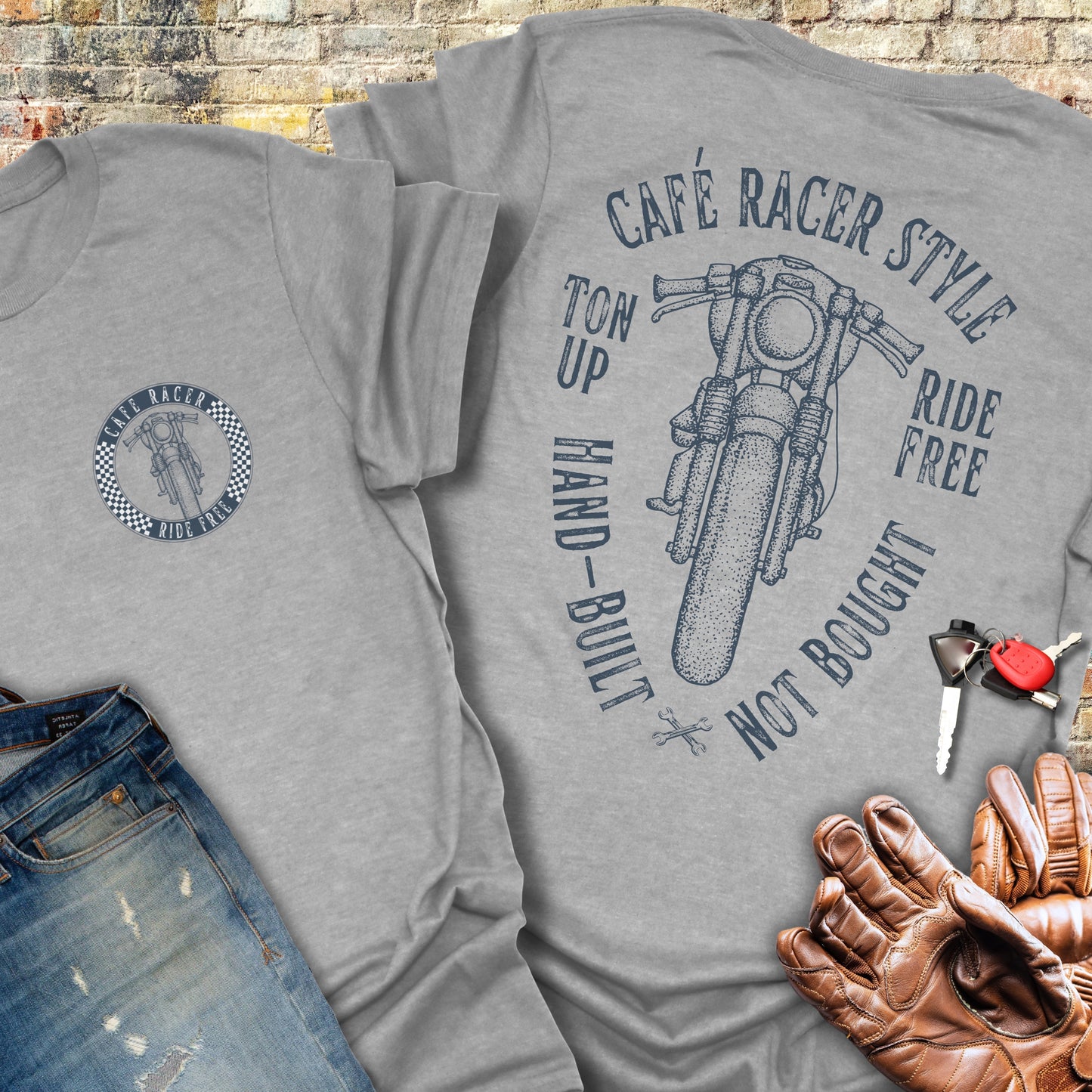 Café Racer Style (Back Print) T-Shirt