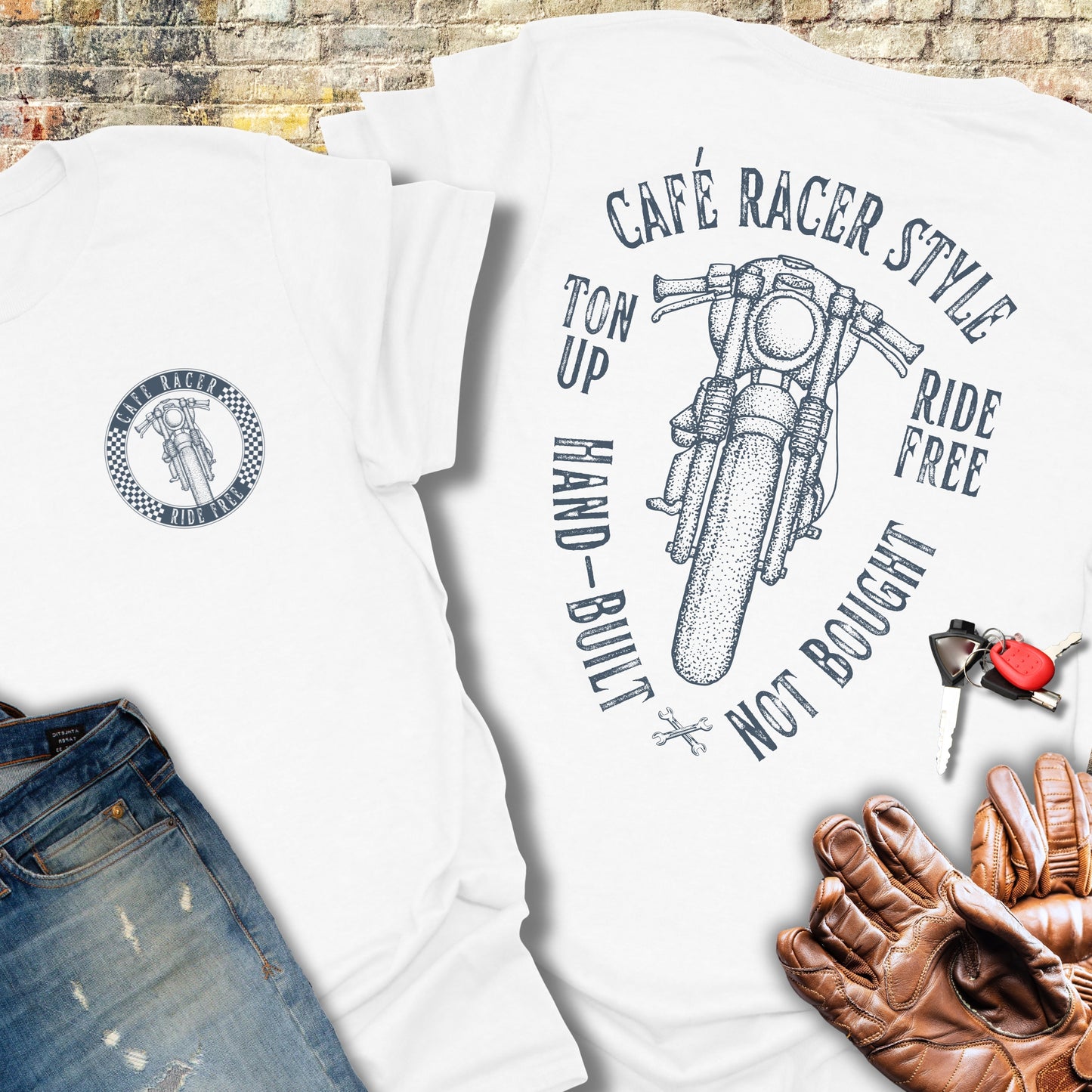 Café Racer Style (Back Print) T-Shirt