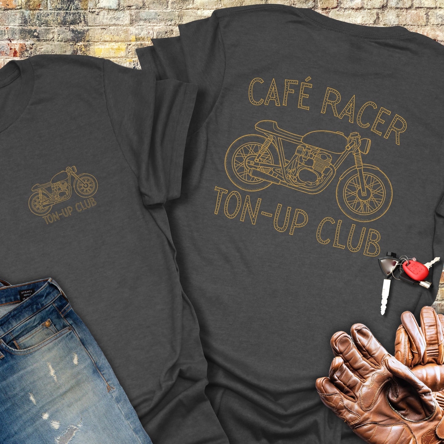 Café Racer Ton-Up Club (Back Print) T-Shirt