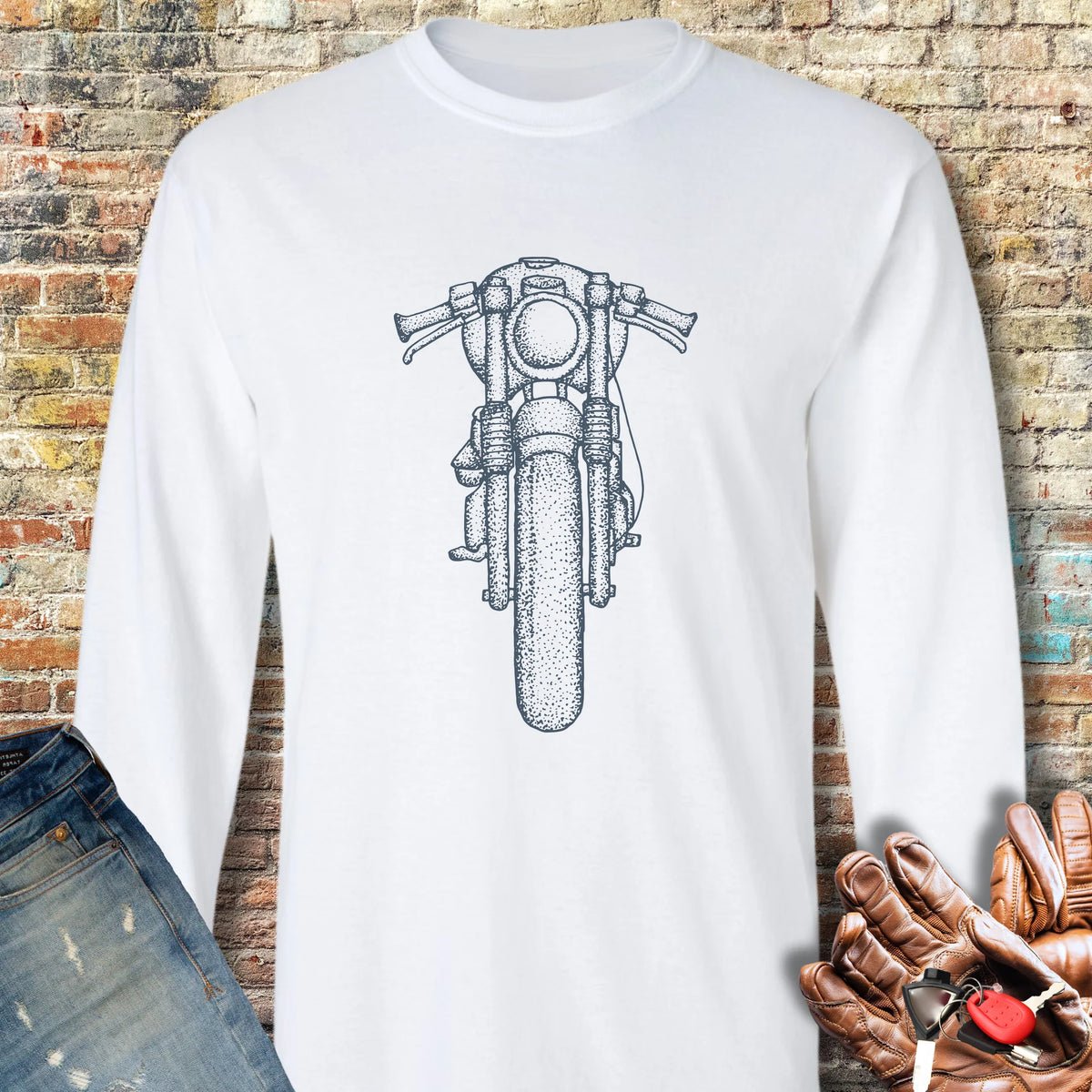 Café Racer Long Sleeve T-Shirt - White