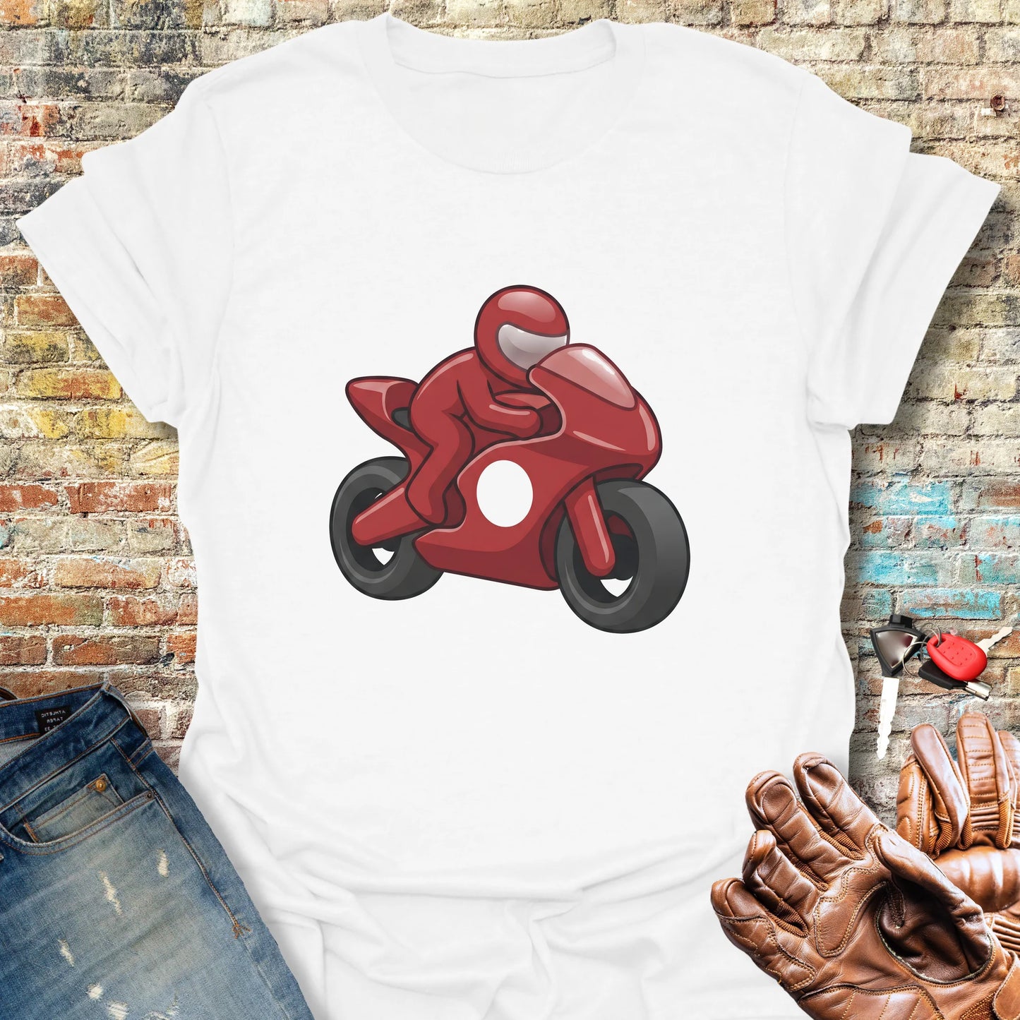 Cartoon Superbike T-Shirt - White