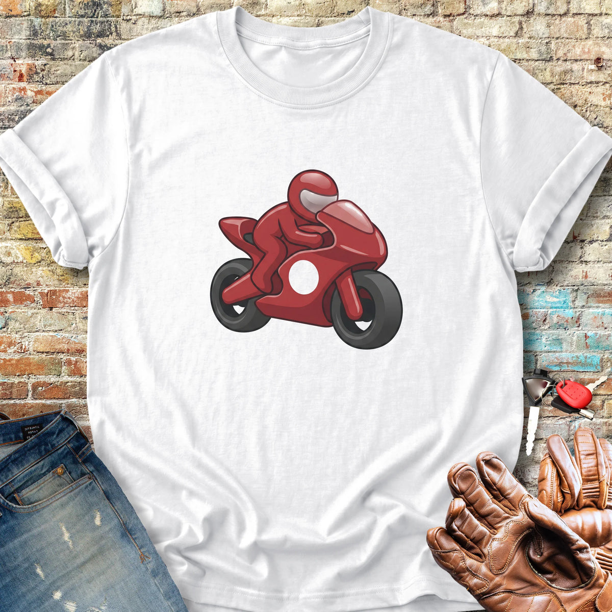 Cartoon Superbike Classic T-Shirt - White