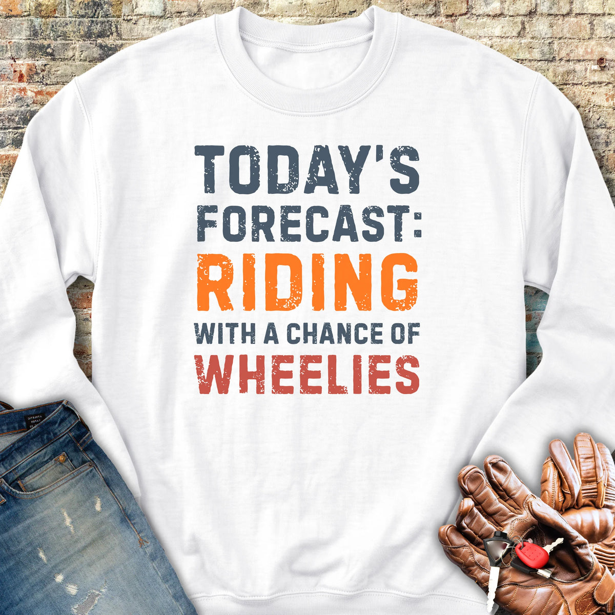 Chance of Wheelies Sweatshirt - White
