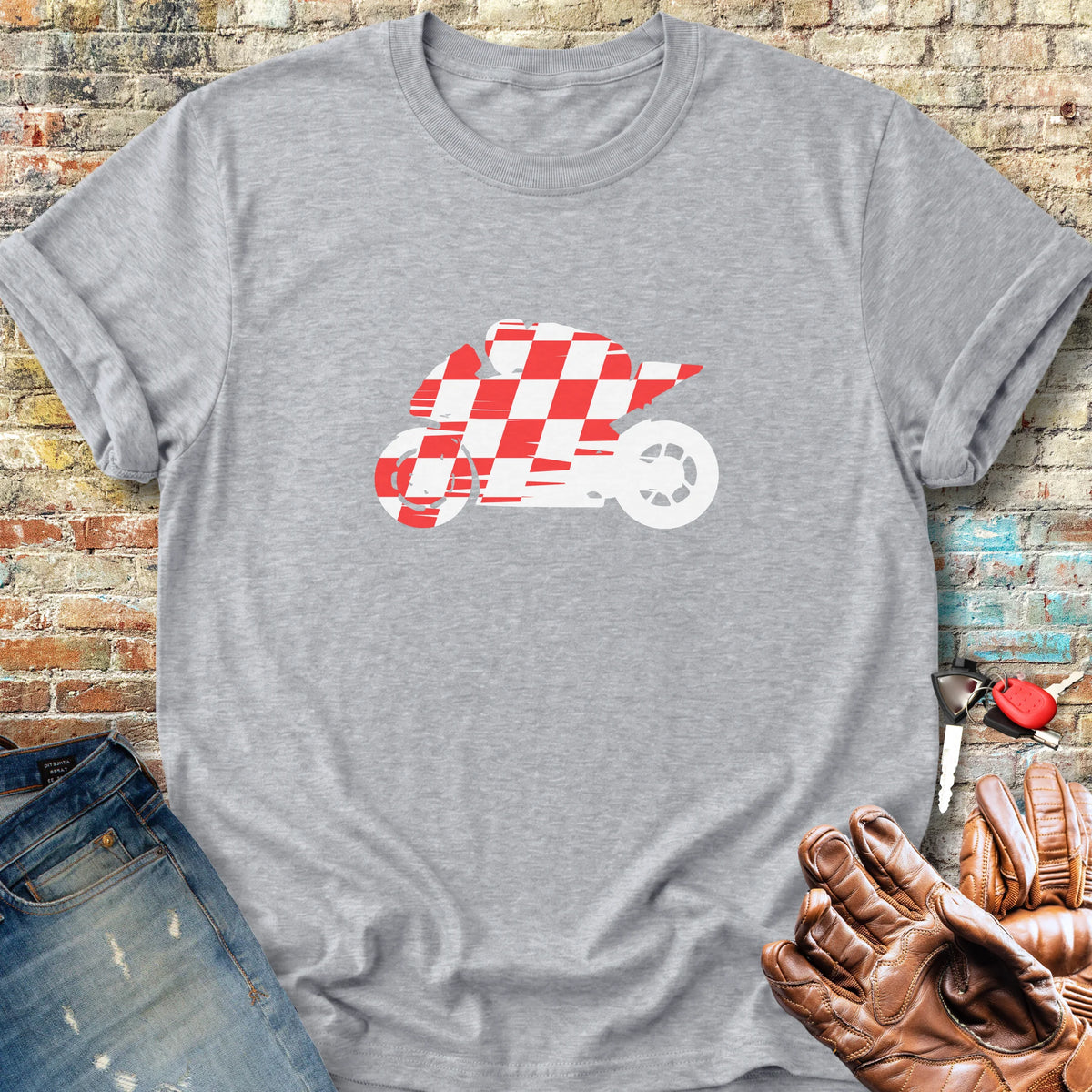 Chequered Racer Classic T-Shirt - Sport Grey