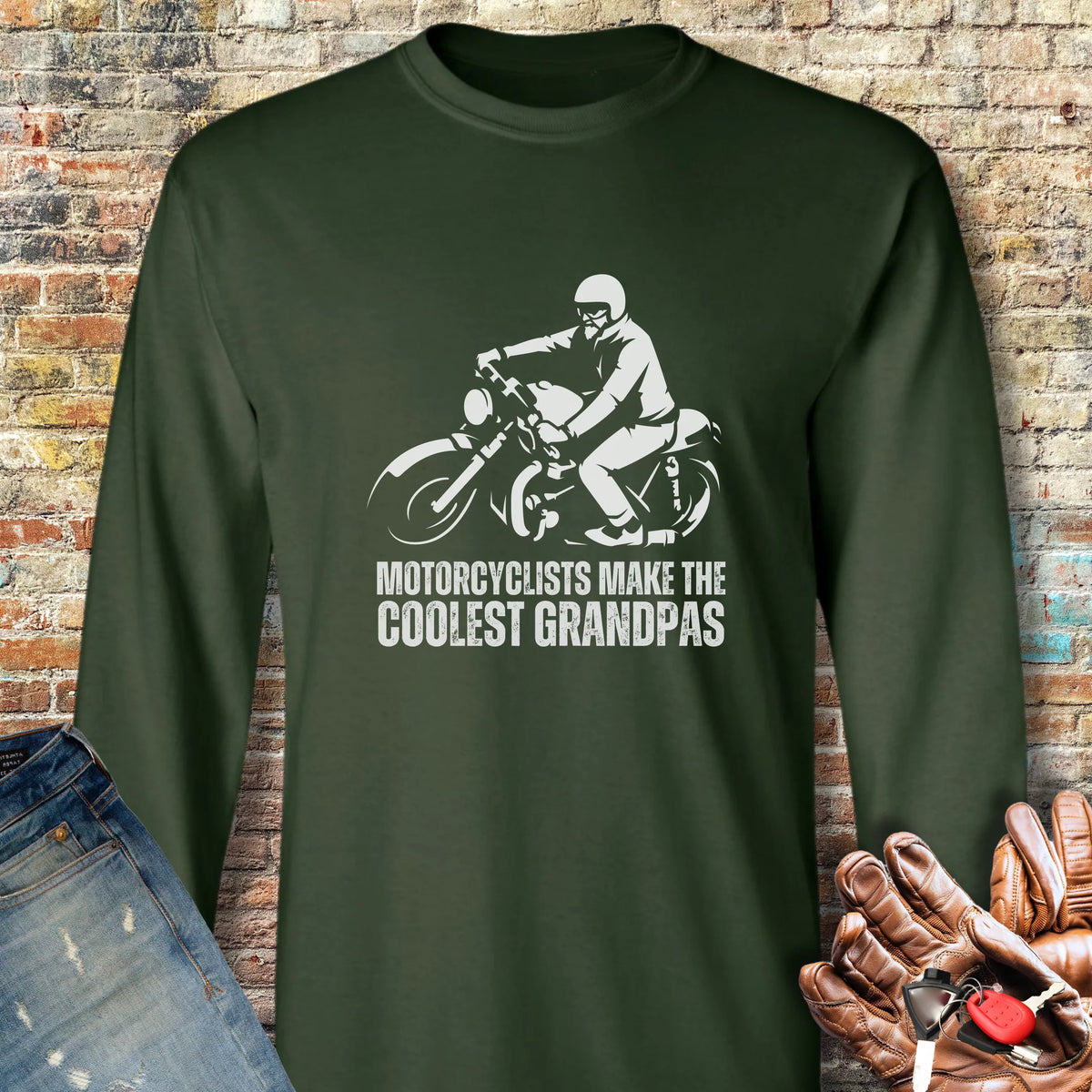 Coolest Grandpa Long Sleeve T-Shirt - Forest Green