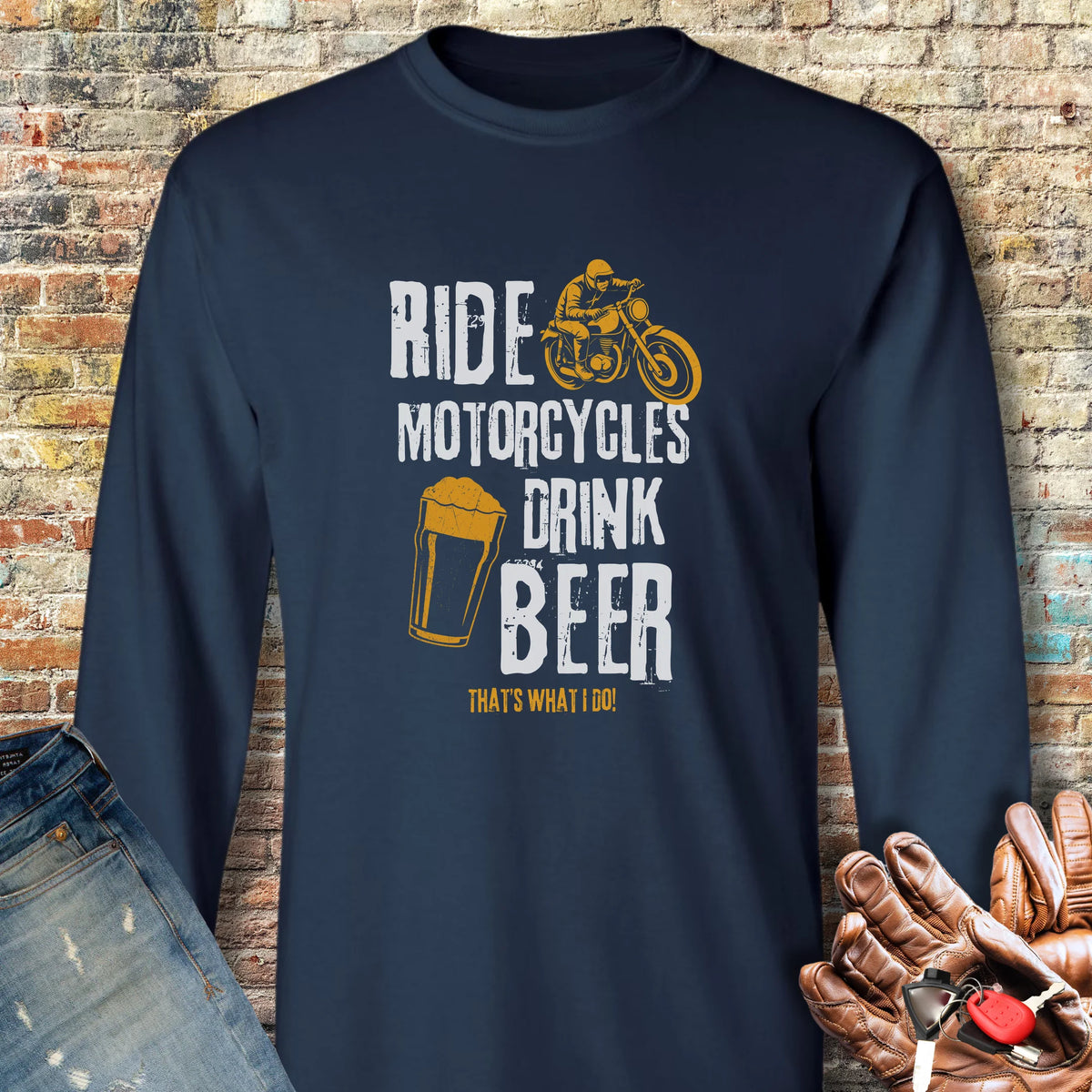 Drink Beer Long Sleeve T-Shirt - Navy