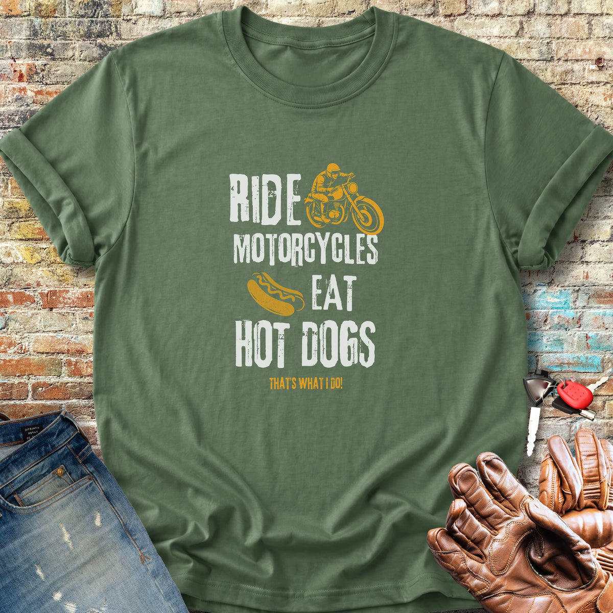 Eat Hot Dogs Classic T-Shirt - Military Green