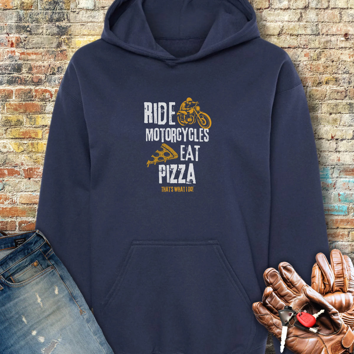 Eat Pizza Hoodie - Navy