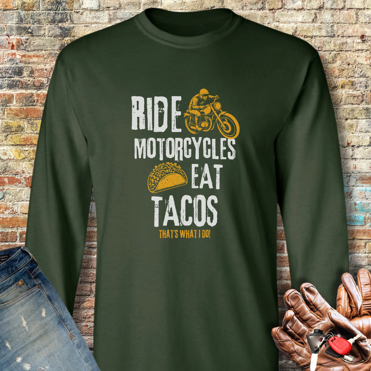 Eat Tacos Long Sleeve T-Shirt - Forest Green