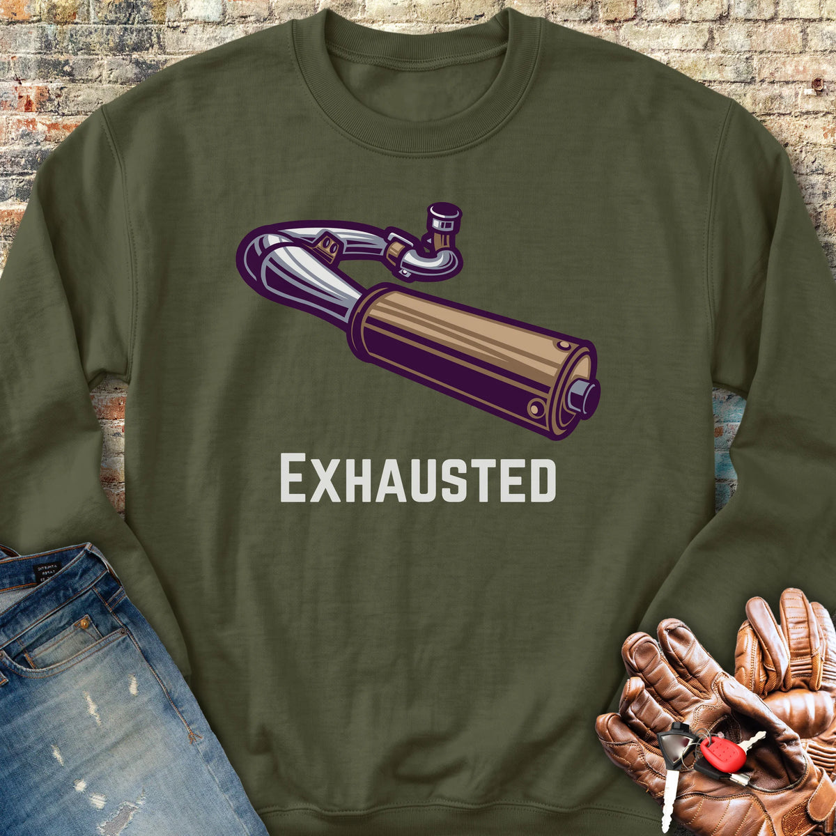 Exhausted Sweatshirt - Military Green