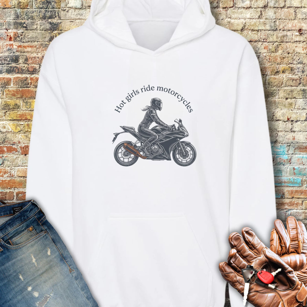Girl On A Bike Hoodie - White