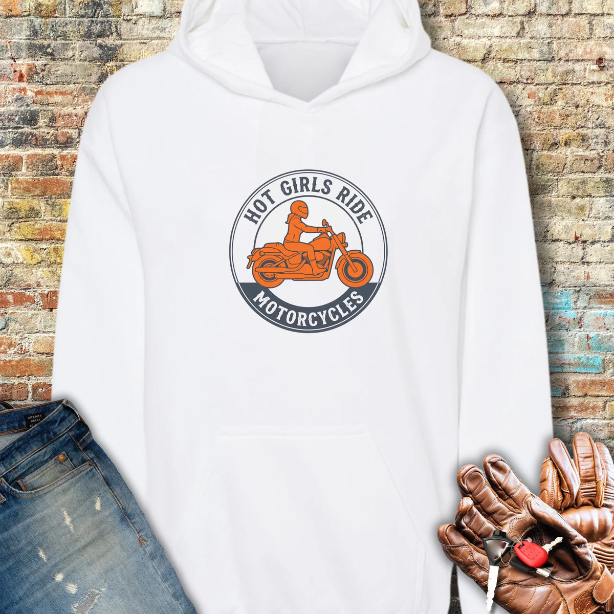 Girls Ride Hoodie - White