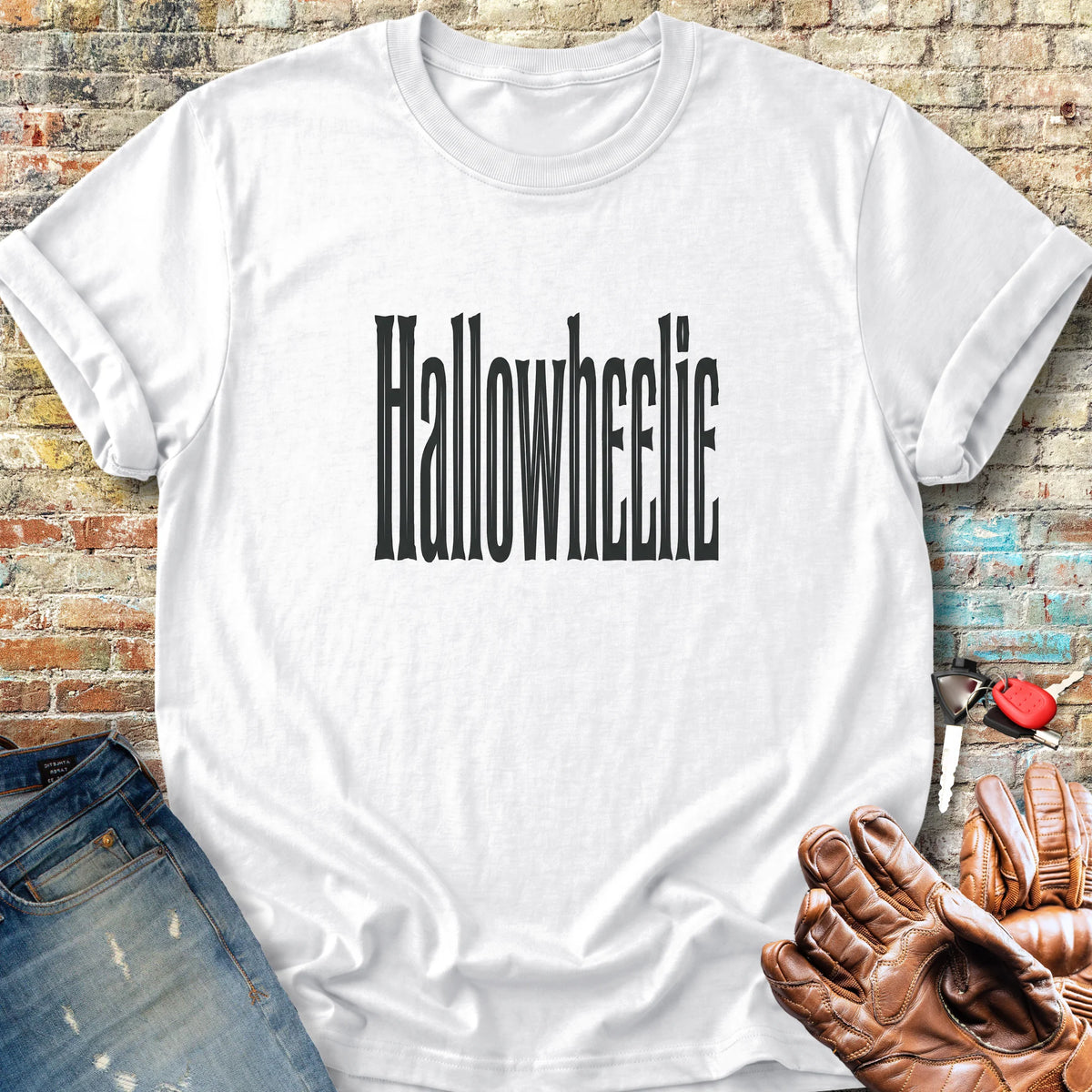 Hallowheelie Block Classic T-Shirt - White