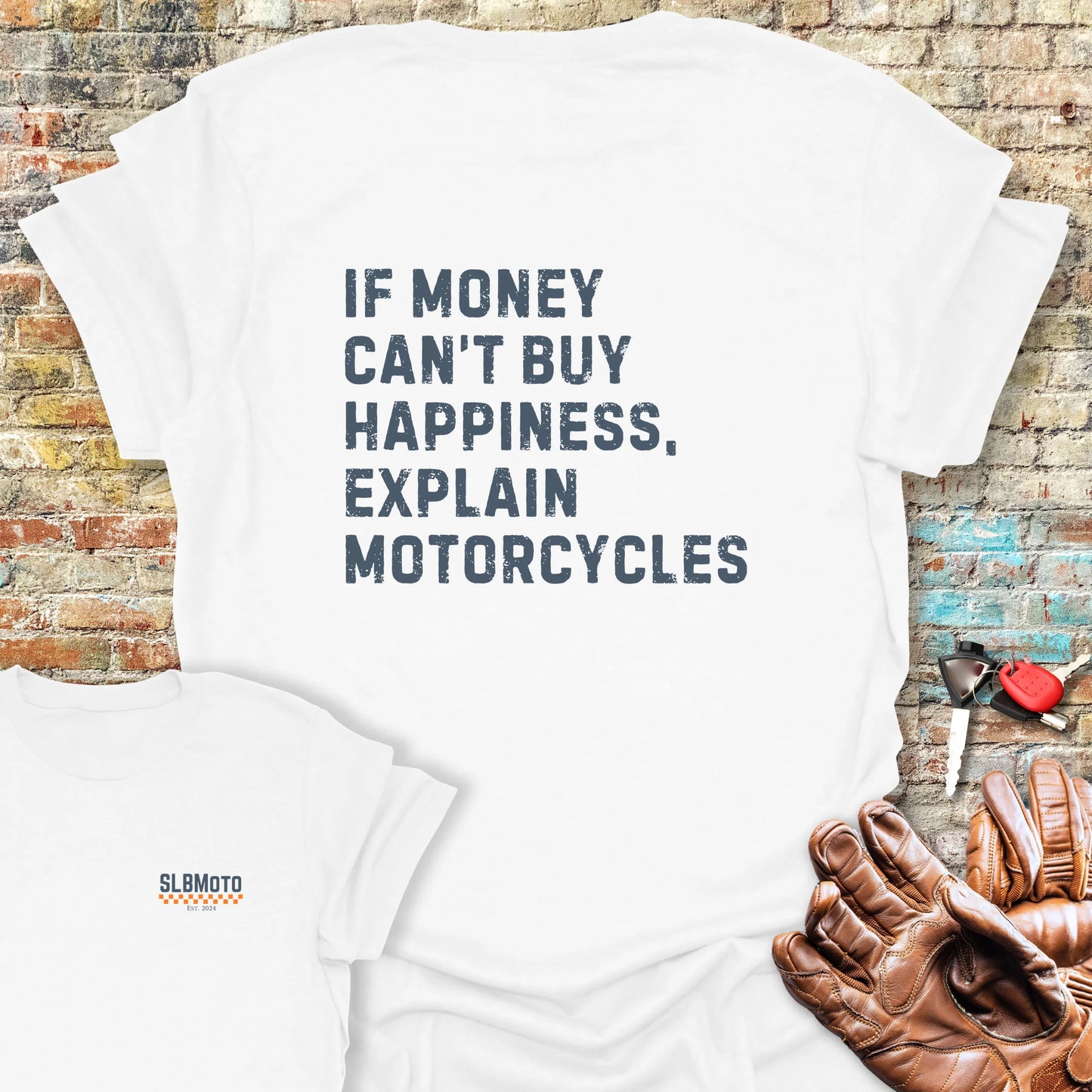 Happiness (Text) Back Print T-Shirt - White