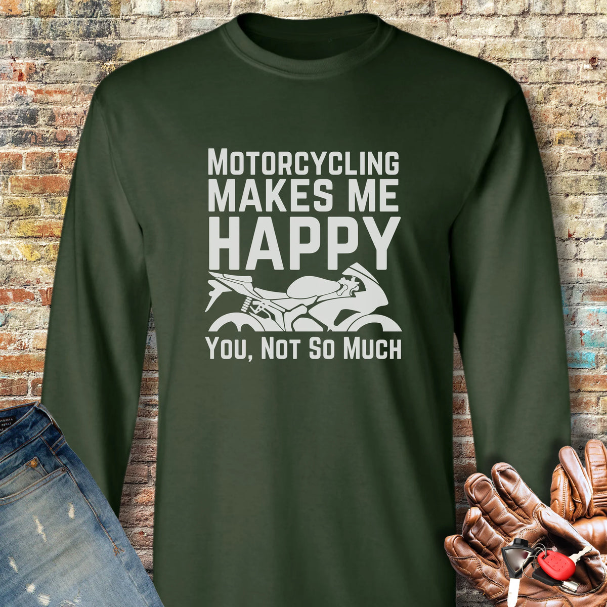 Happy Long Sleeve T-Shirt - Forest Green