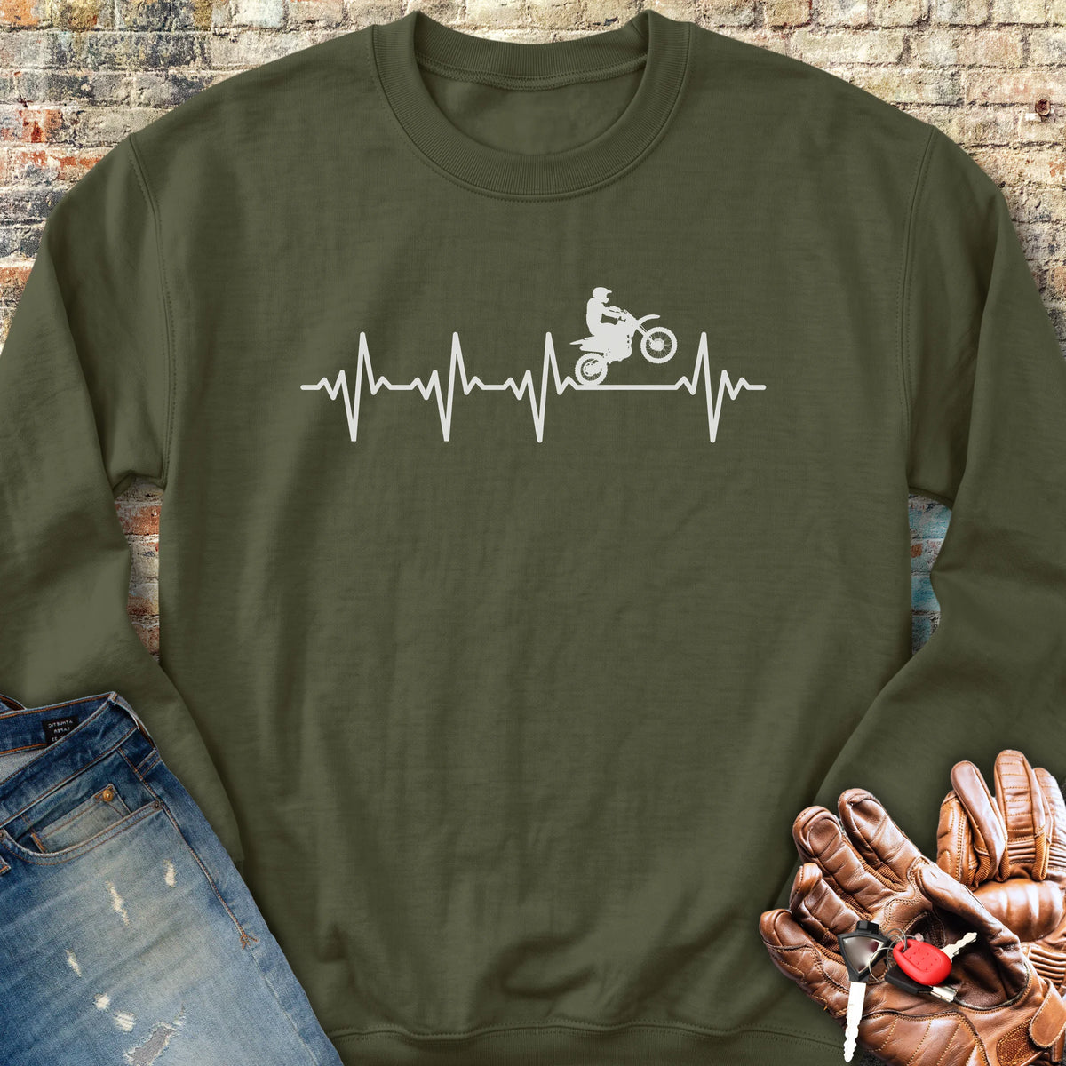Heartbeat (MotoX) Sweatshirt - Military Green