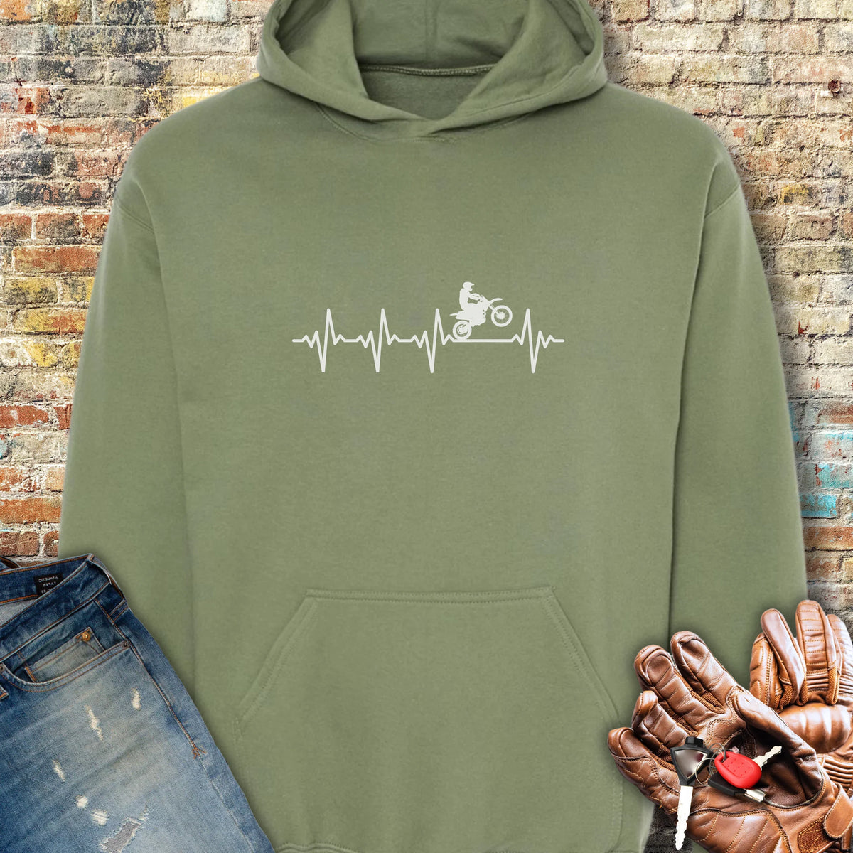 Heartbeat (MotoX) Hoodie - Military Green