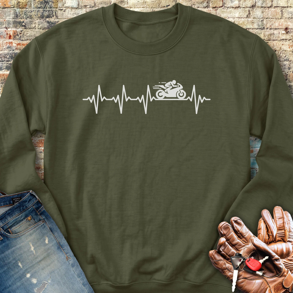 Heartbeat (Sports) Sweatshirt - Military Green