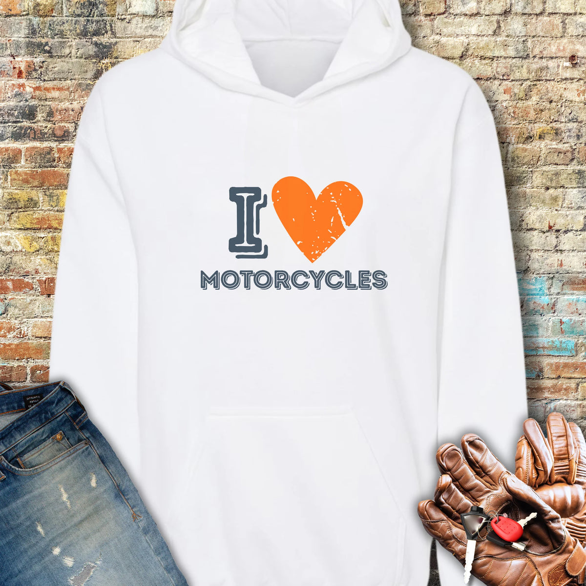 I Heart Motorcycles Hoodie - White