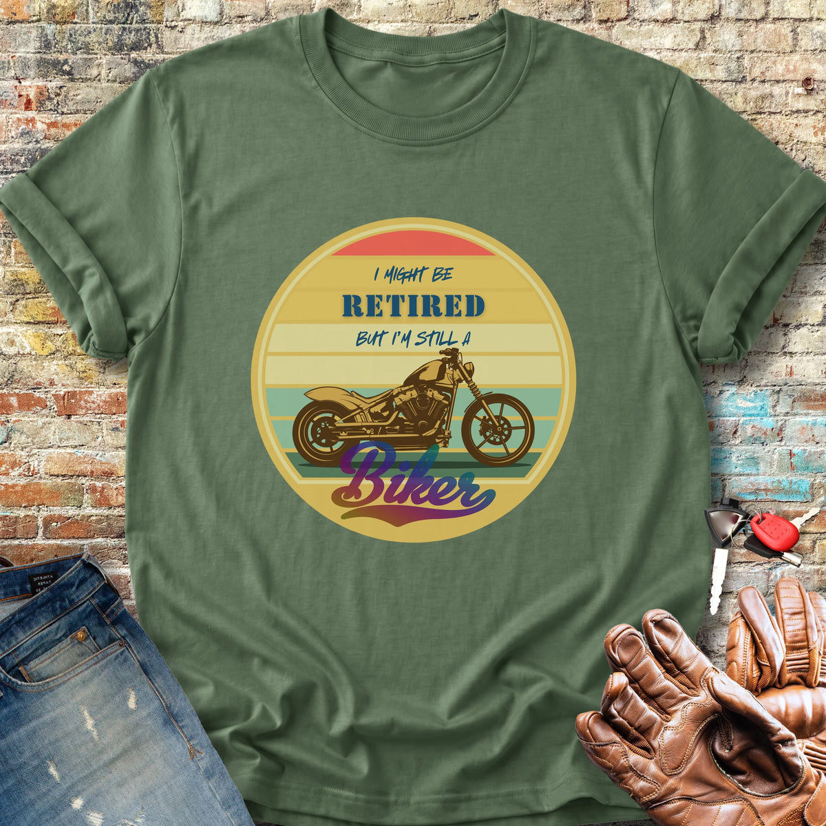 I Might Be Retired Classic T-Shirt - Military Green