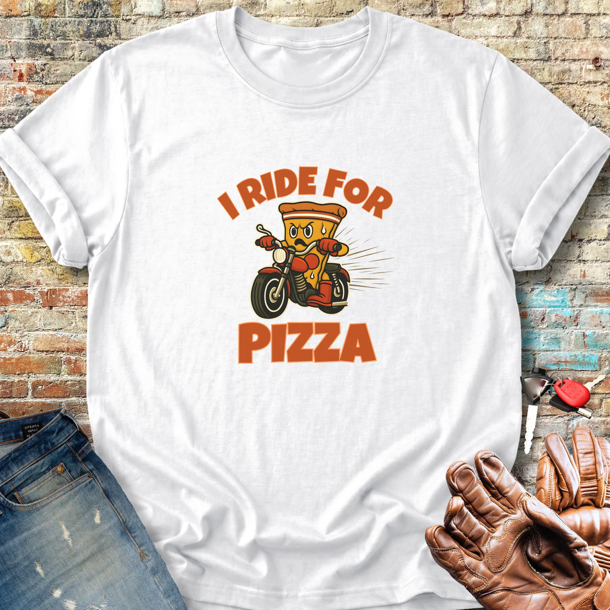 I Ride For Pizza Classic T-Shirt - White