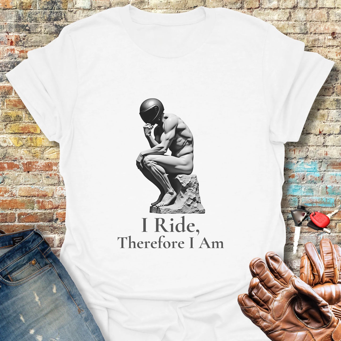 I Ride Therefore I Am T-Shirt - White
