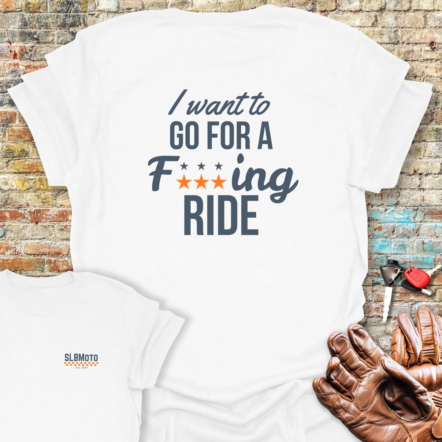 I Want To Go For A Ride Back Print T-Shirt - White
