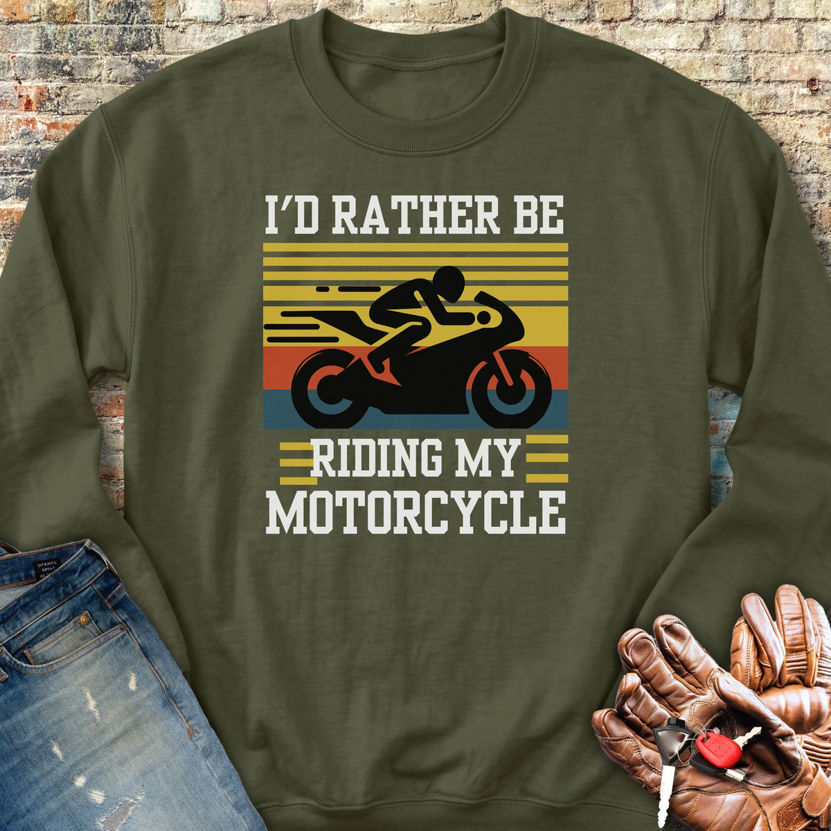 I'd Rather Be Riding (Sports) Sweatshirt - Military Green