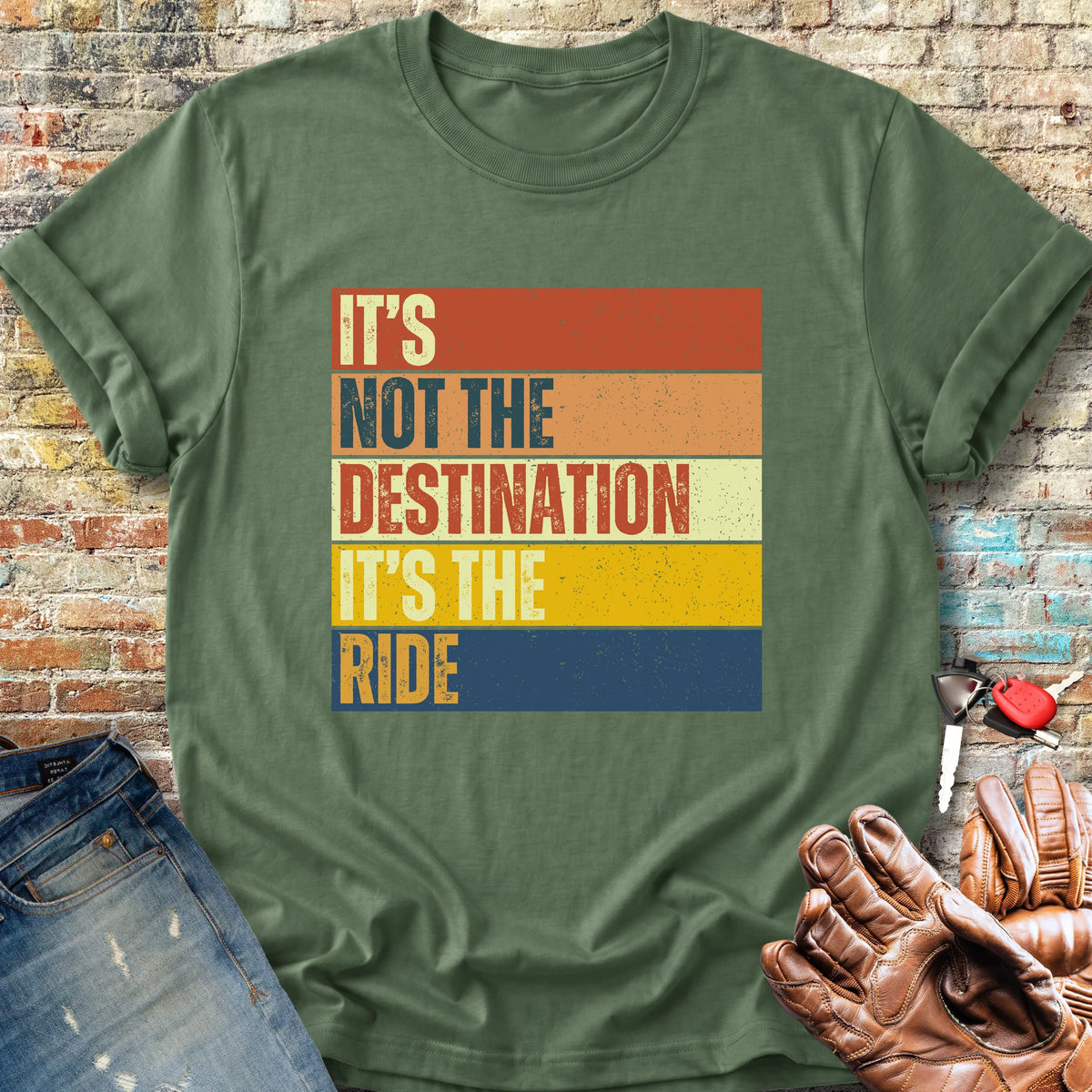 It's Not The Destination (Block) Classic T-Shirt - Military Green