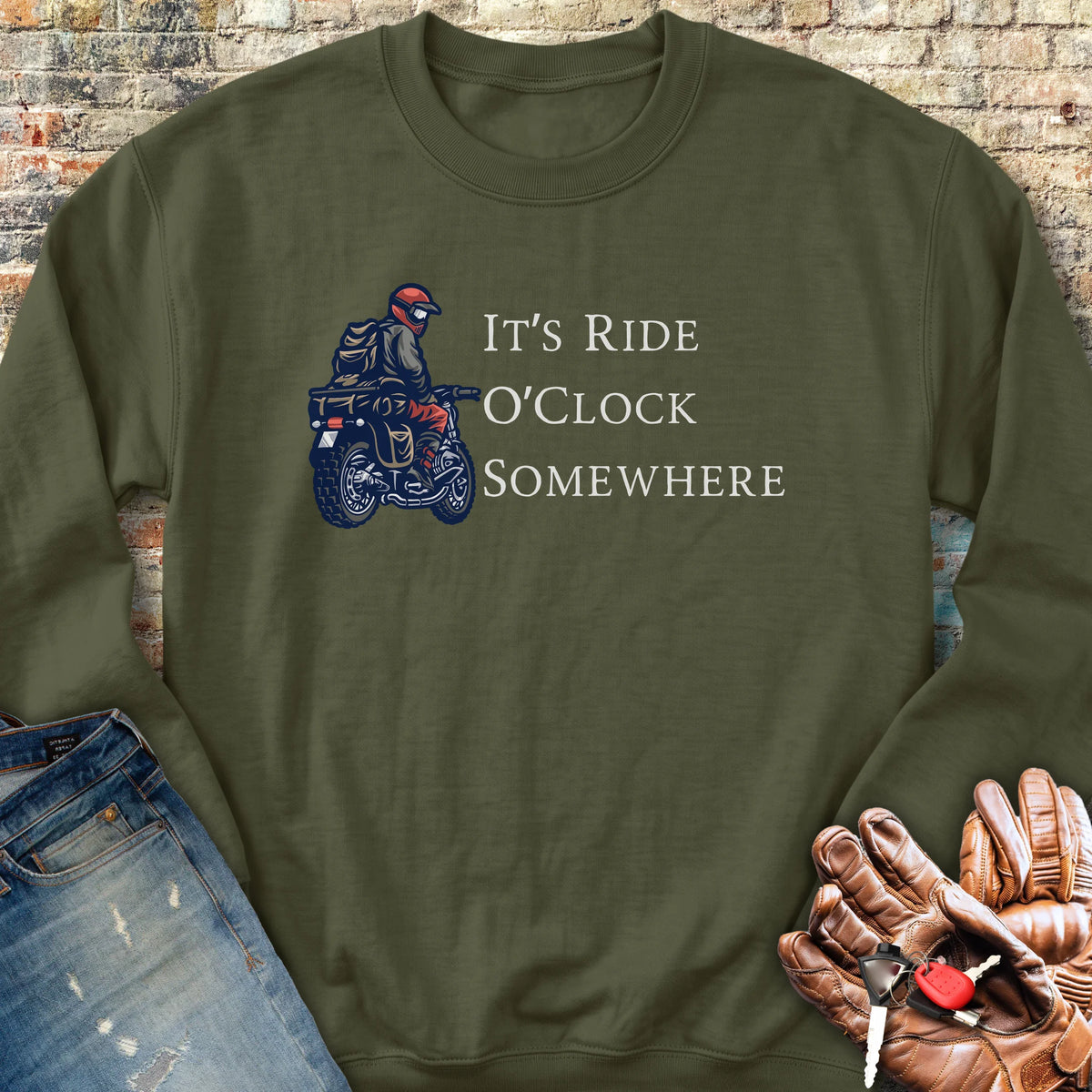 It's Ride O'Clock Sweatshirt - Military Green