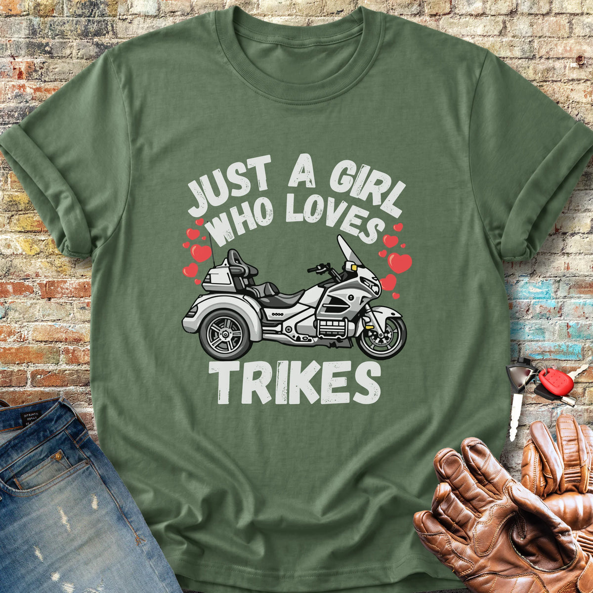 Just A Girl Who Loves Trikes Classic T-Shirt - Military Green