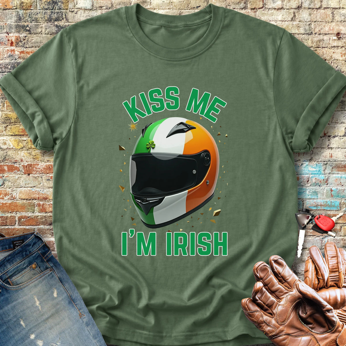 Kiss Me (Helmet) Classic T-Shirt - Military Green