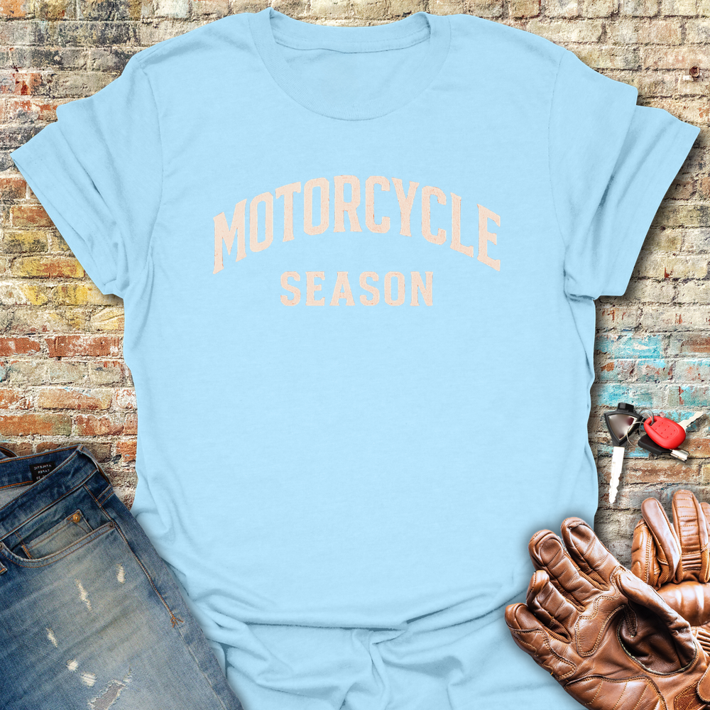 Motorcycle Season T-Shirt - Light Blue