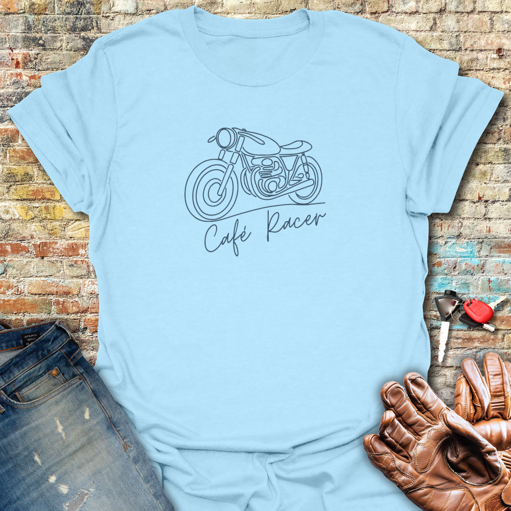 Cafe Racer Line T-Shirt - Light Blue