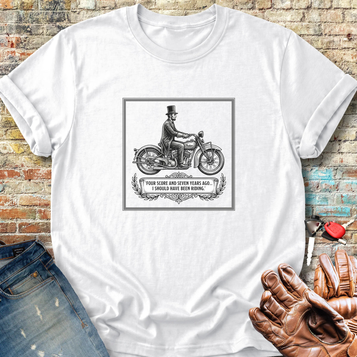Lincoln Rides Classic T-Shirt - White